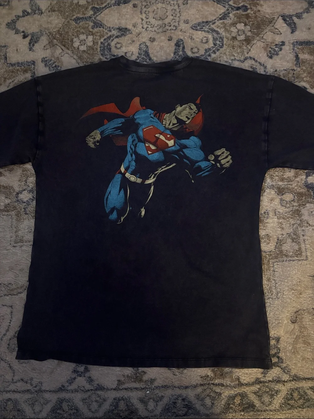 GAP Black Tee with Blue Superman Script